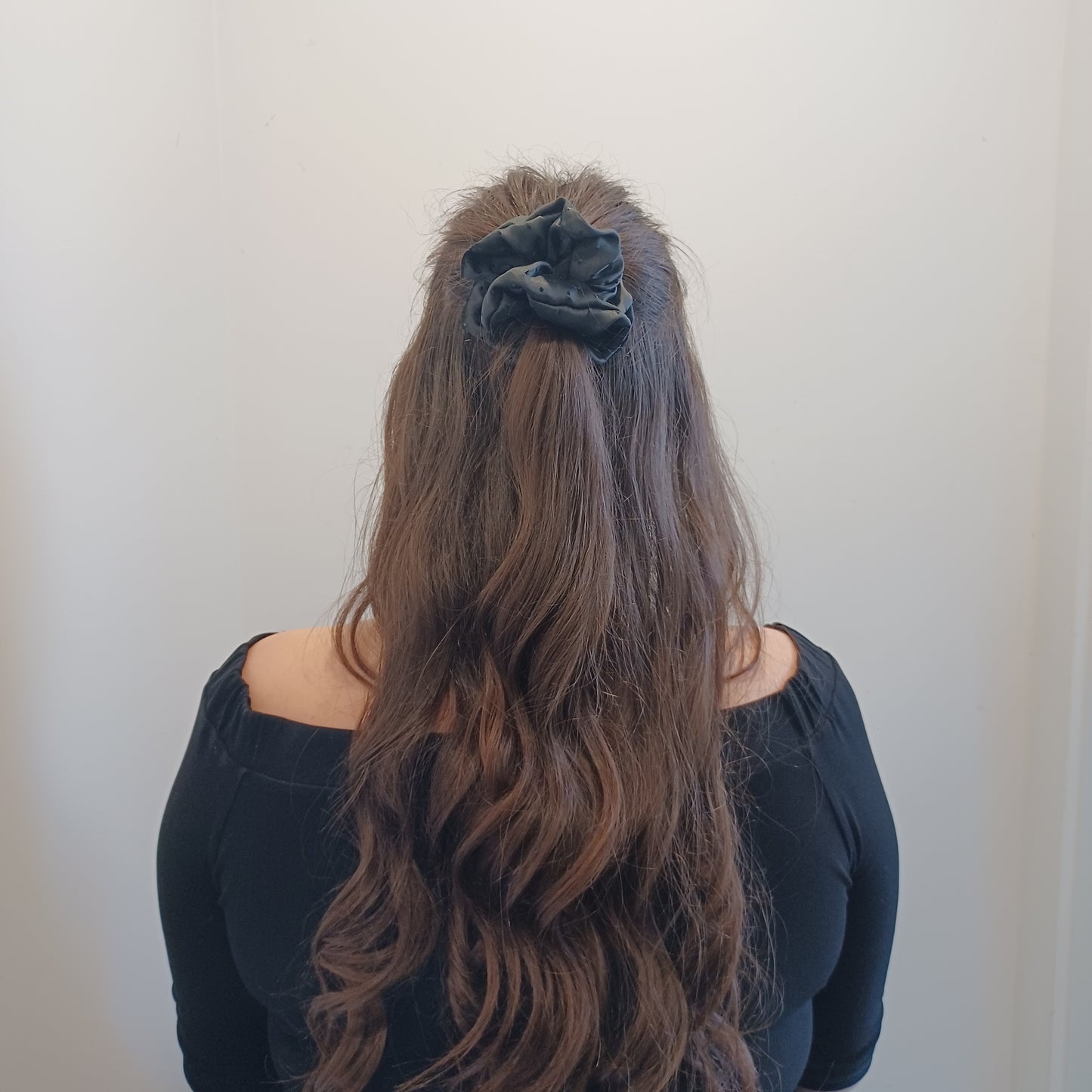 M-Chouchou-Noir picoté satiné/Scrunchie-Satin picot black