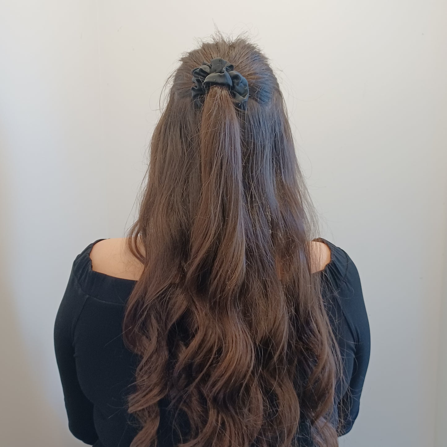 XXS-Chouchou-Noir picoté satiné/XXS-Scrunchie-Satin picot black