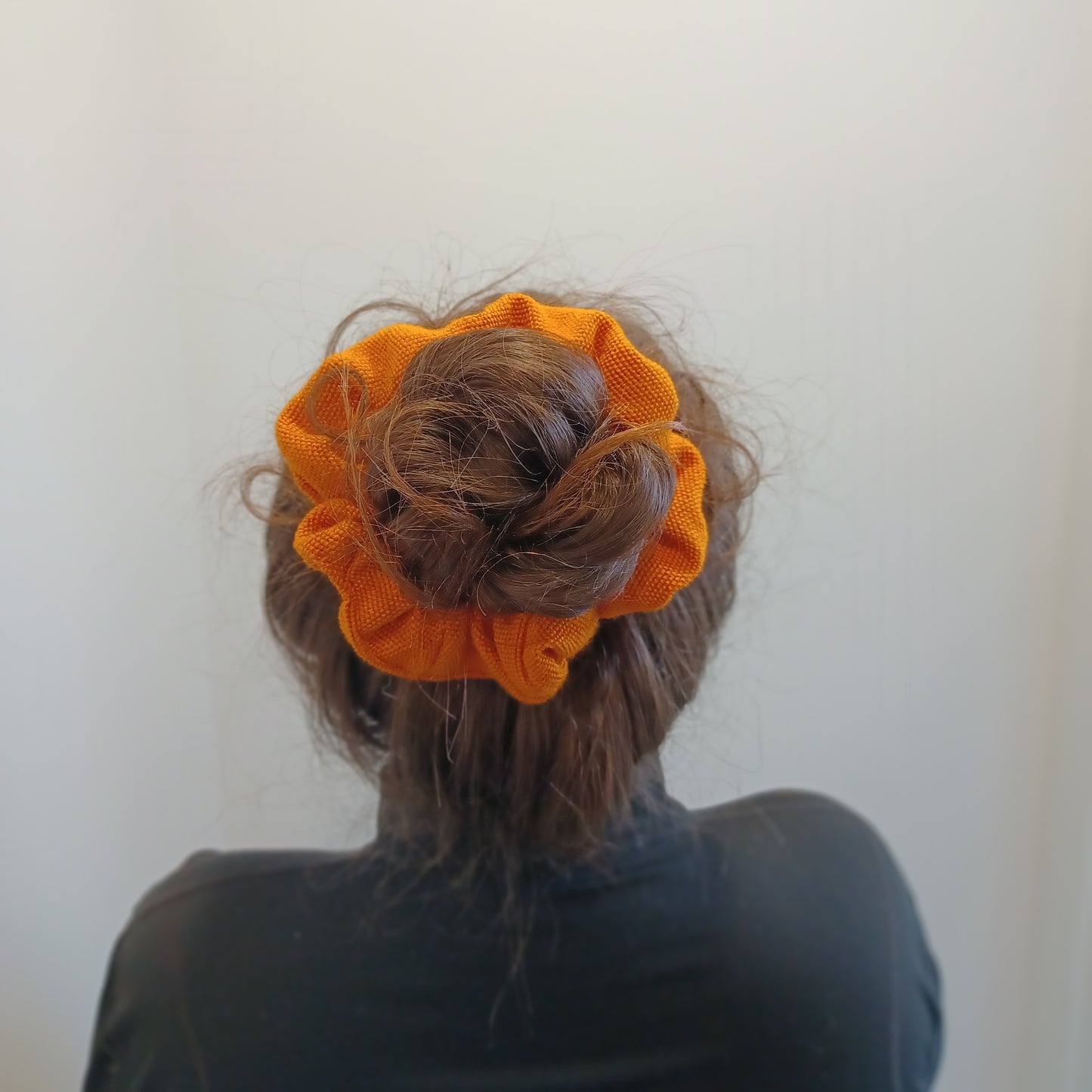 M-Chouchou-orange tissé/Scrunchie-woven orange