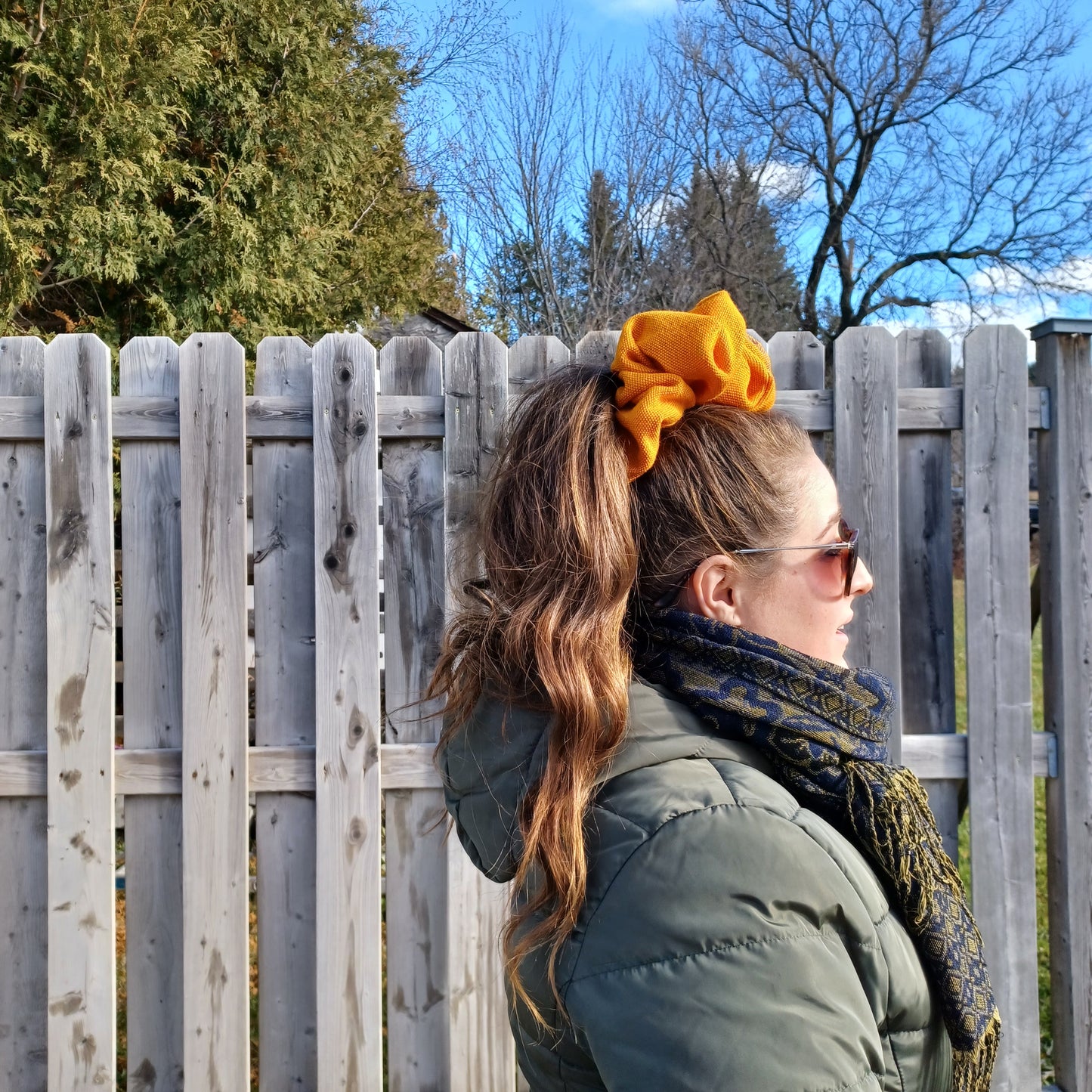 XXL-Chouchou-orange tissé/Scrunchie-woven orange
