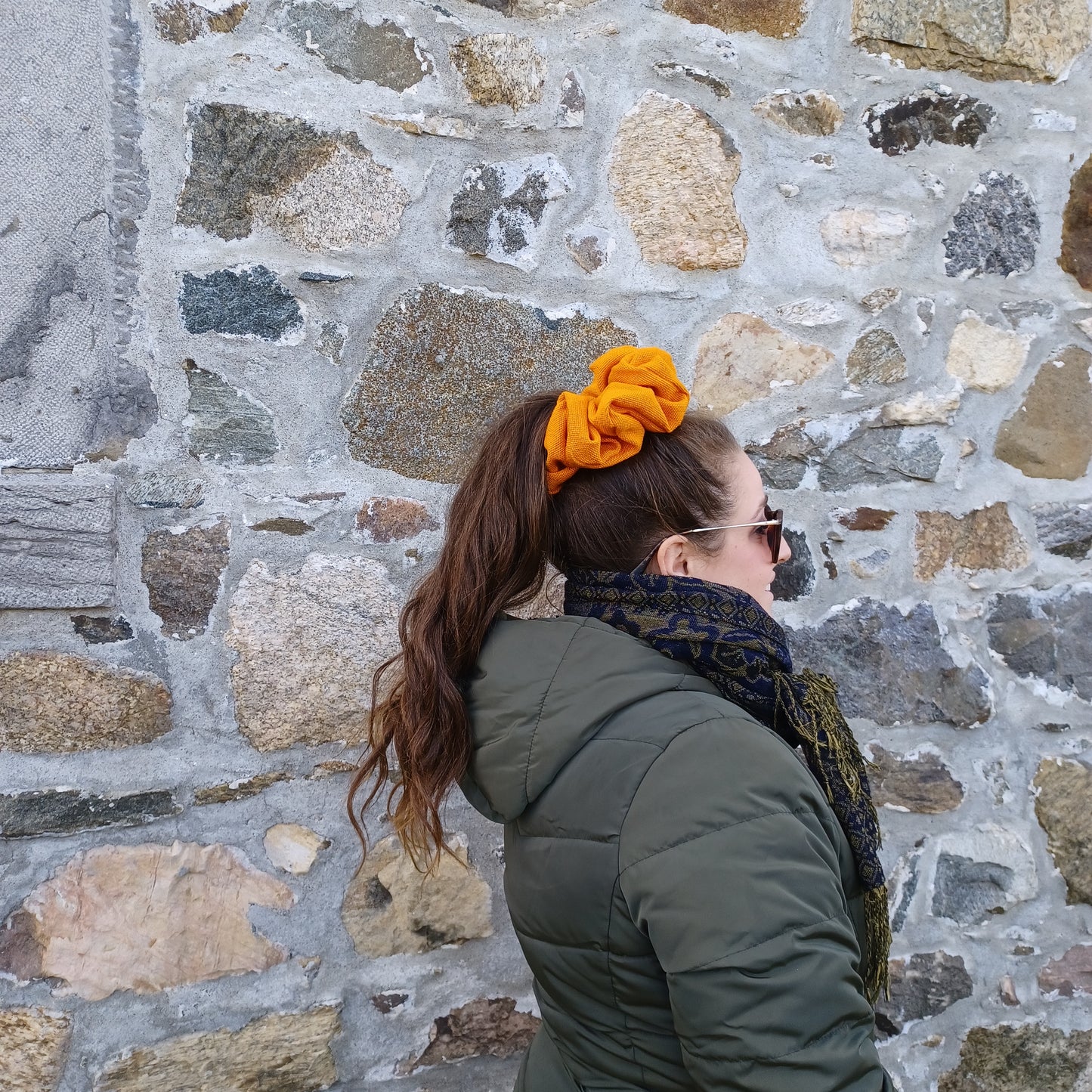 XXL-Chouchou-orange tissé/Scrunchie-woven orange
