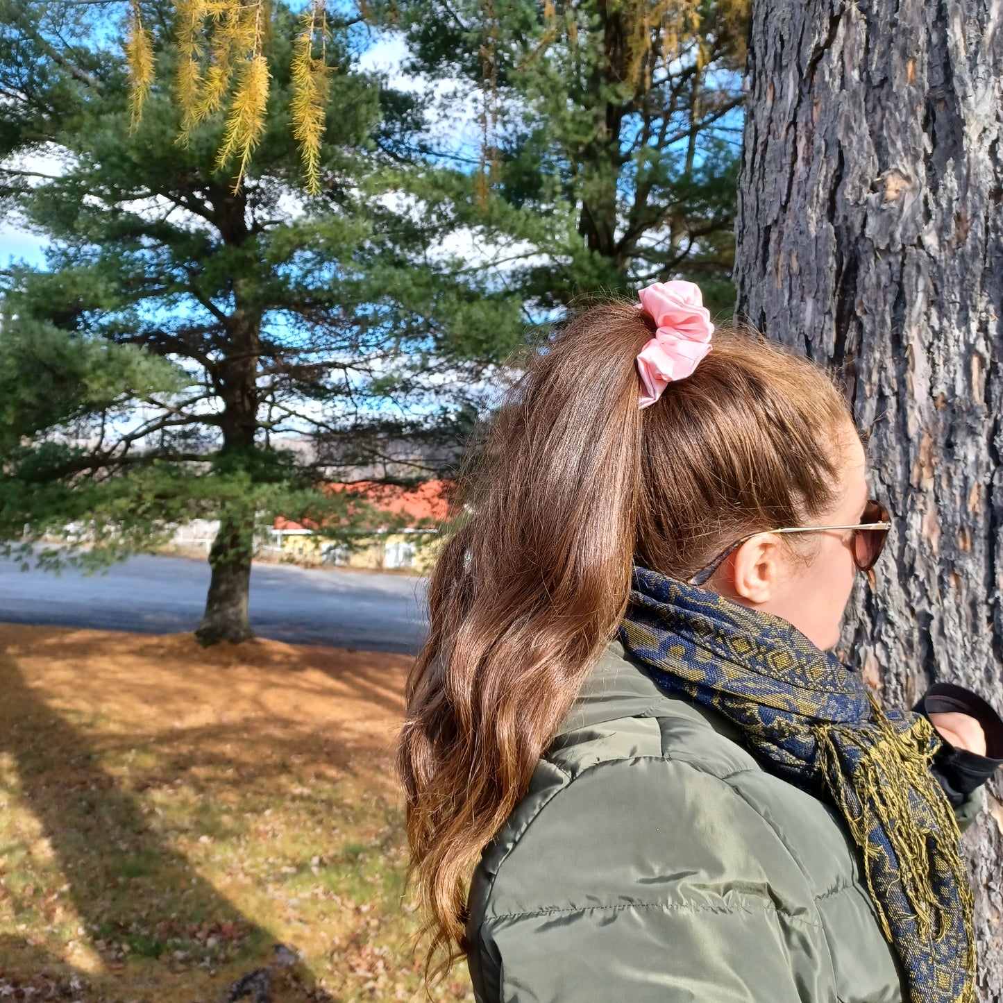 M-Chouchou-Rose satiné/Scrunchie- Satin pink