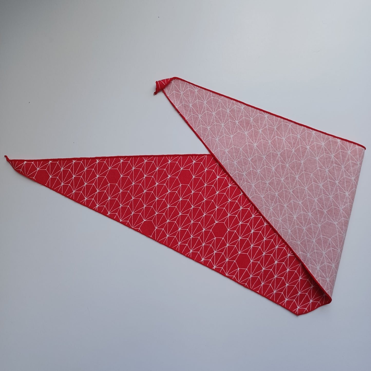 Modèle A-Chat et chien-Foulard Rouge et blanc avec formes géométriques/Bandana Red and white with geometric shapes