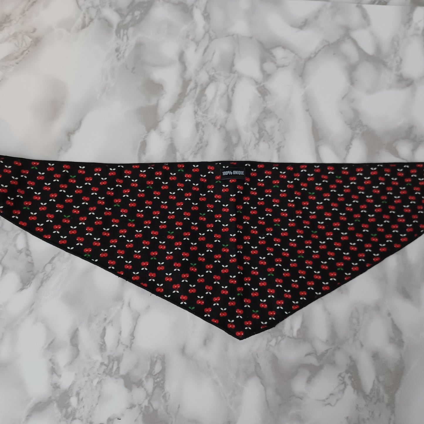 Modèle A- Chat et chien-Foulard noir avec cerises/ Bandana black with cherry
