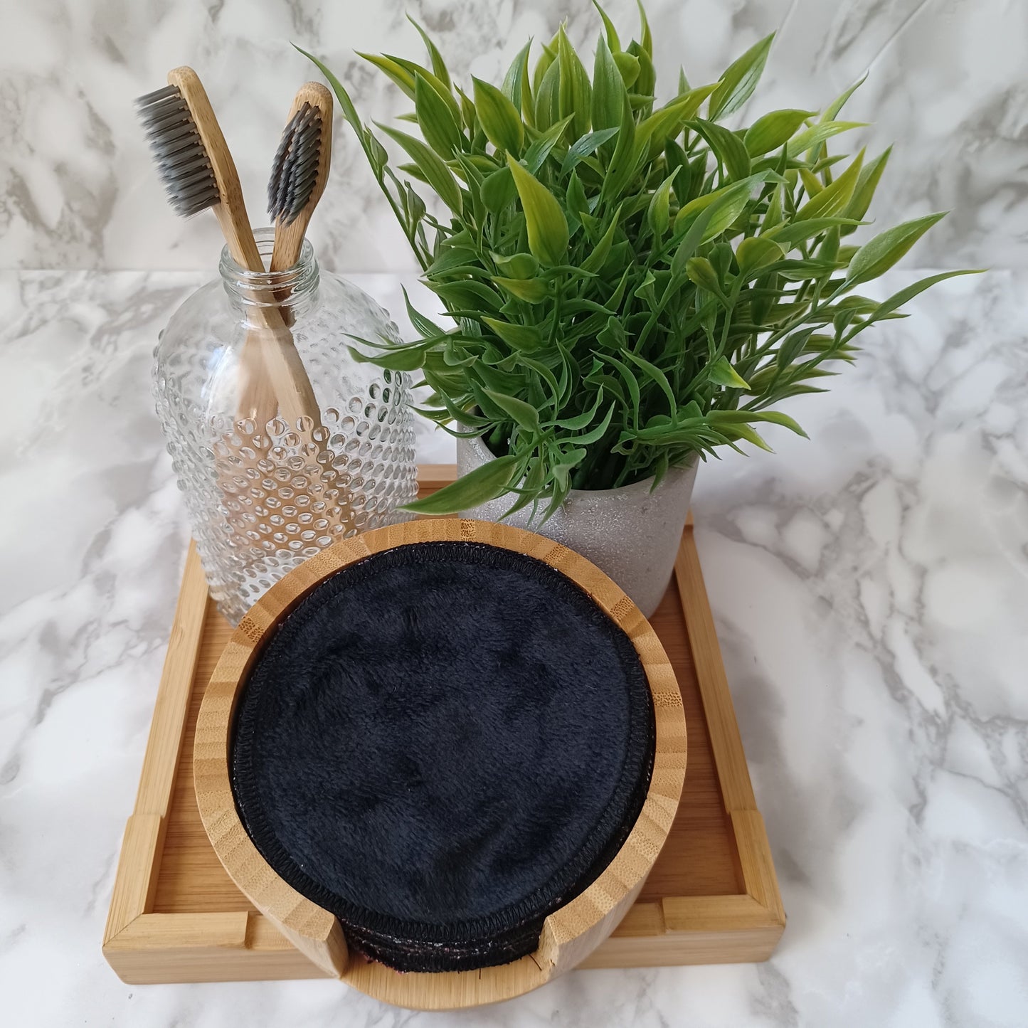M-Lingettes démaquillantes-Carreauté noir, gris et blanc/M-Makeup remover wipes-Black, gray and white checkered