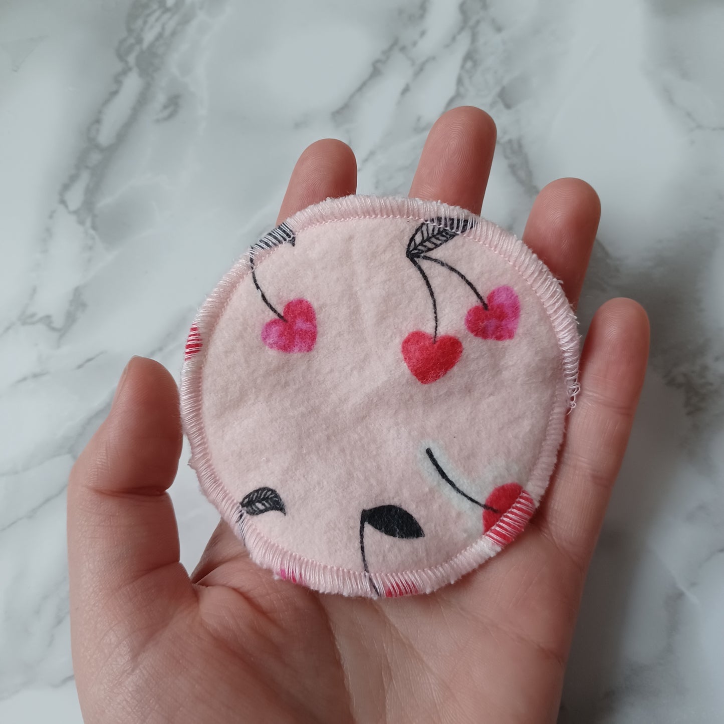 S-Lingettes démaquillantes-Bambou beige-rose avec cerises/S-Makeup remover wipes-Beige bamboo-pink with cherries