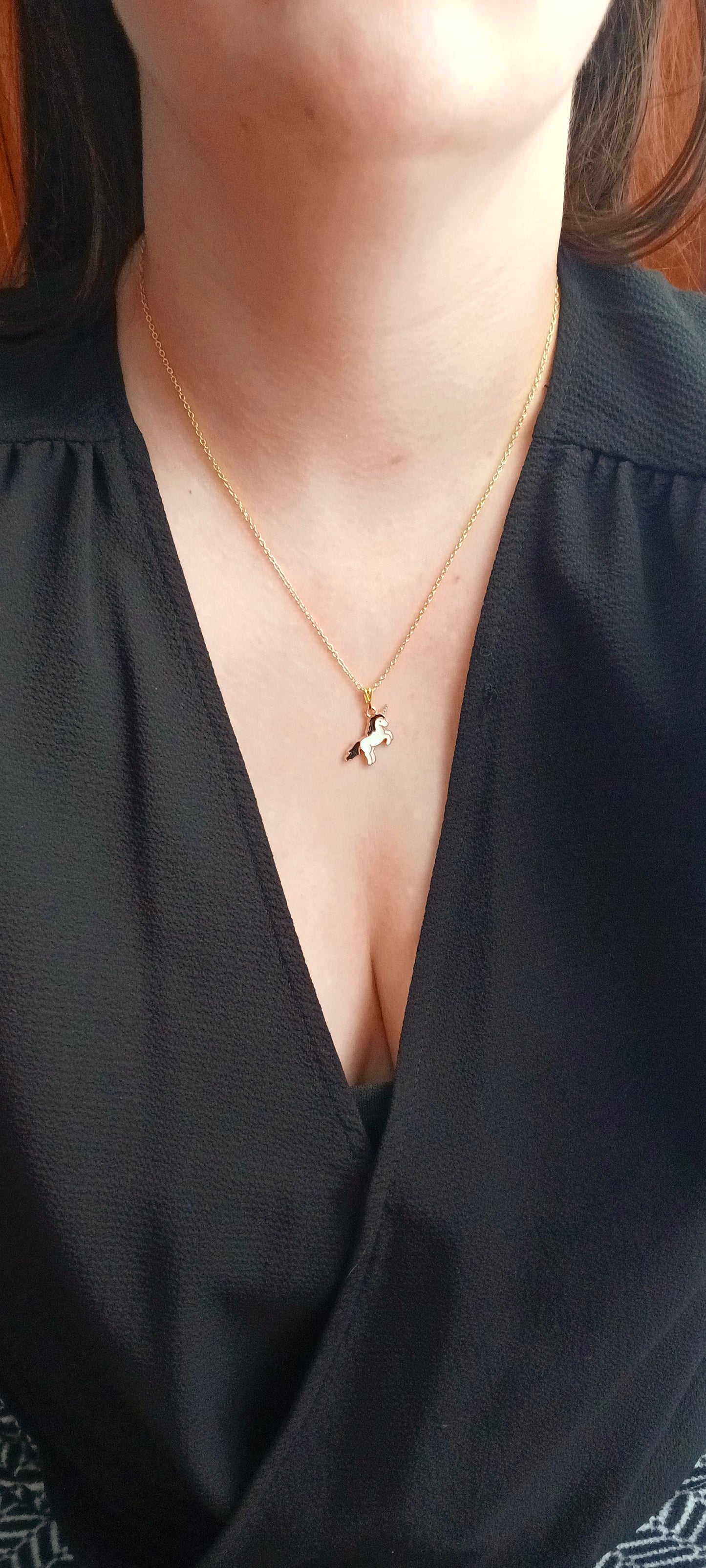 Collier licorne mauve et or/Purple and gold unicorn necklace