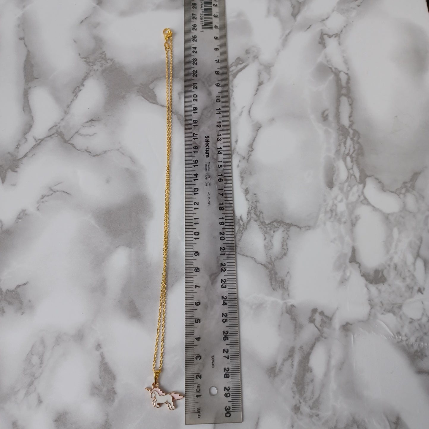 Collier licorne rose et or/Pink and gold unicorn necklace
