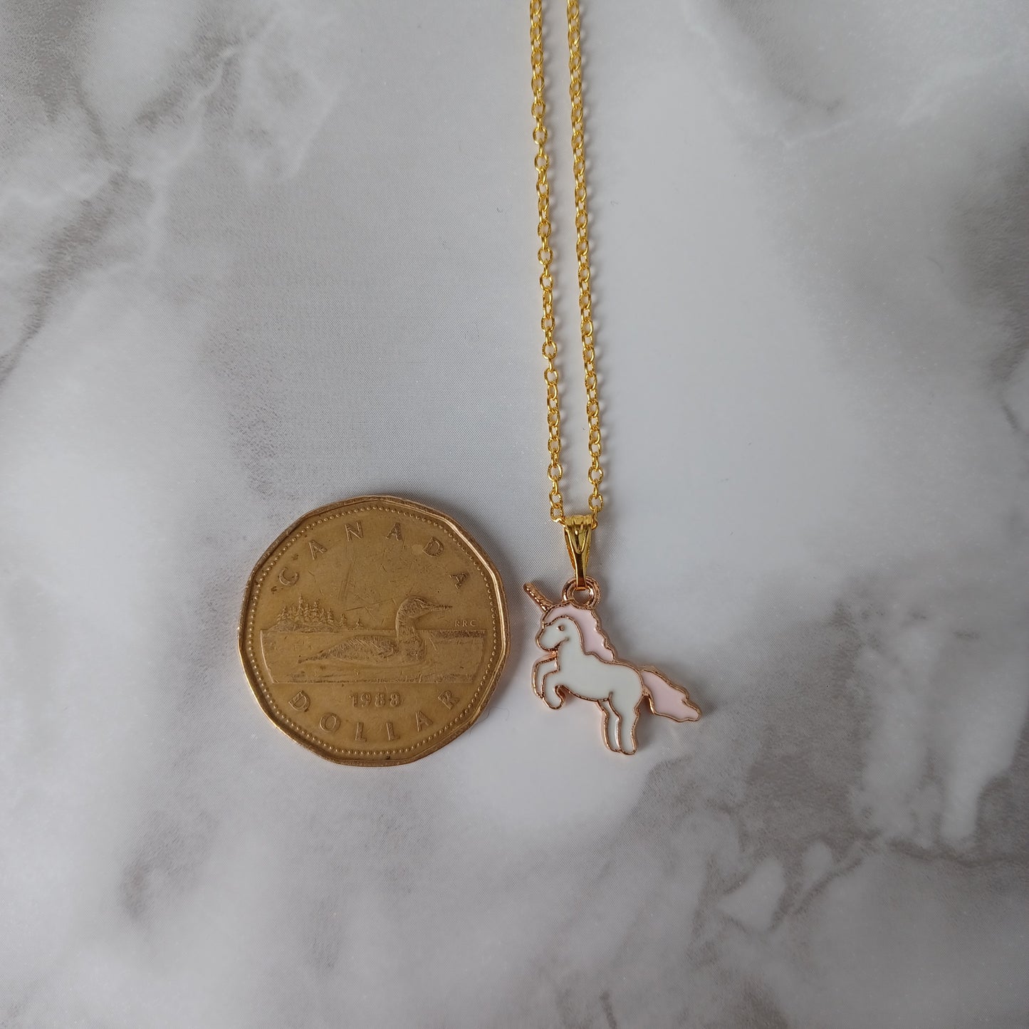 Collier licorne rose et or/Pink and gold unicorn necklace