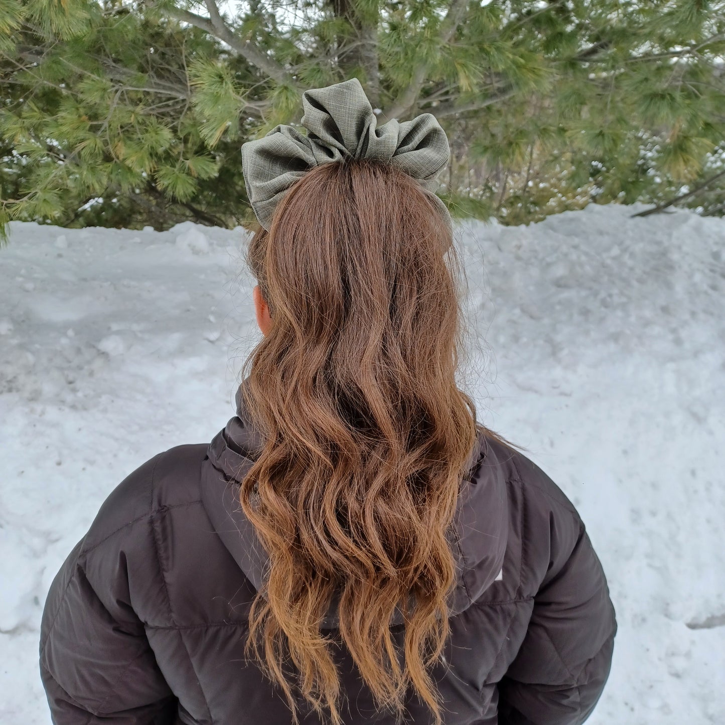 XXL-Vert kaki carreauté pâle/XXL-Scrunchie-Pale checkered khaki green