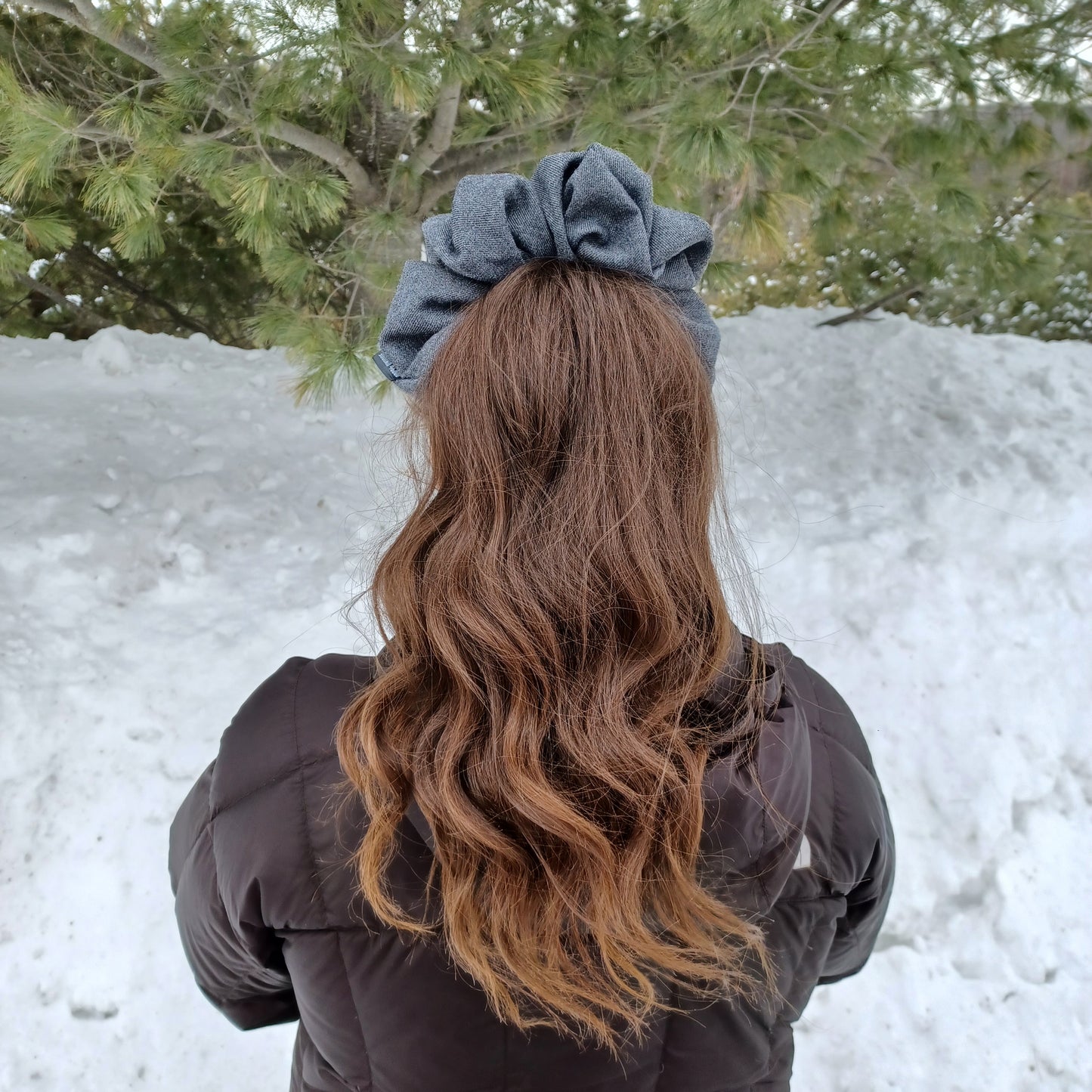 XXL-Chouchou-Gris foncé épais/XXL-Scrunchie-Thick dark gray