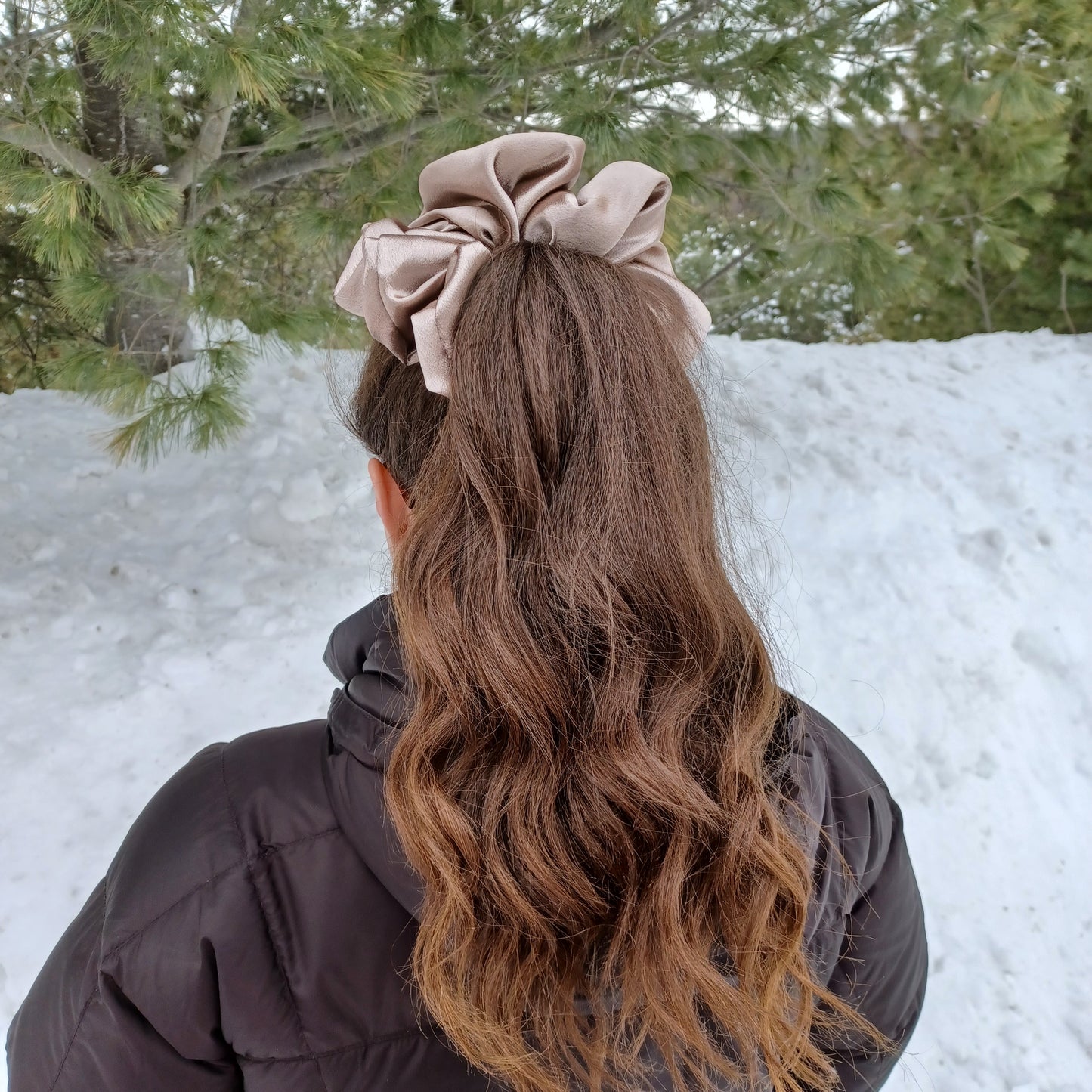 XXL-Chouchou-Champagne satiné/XXL-Scrunchie-Champagne satin