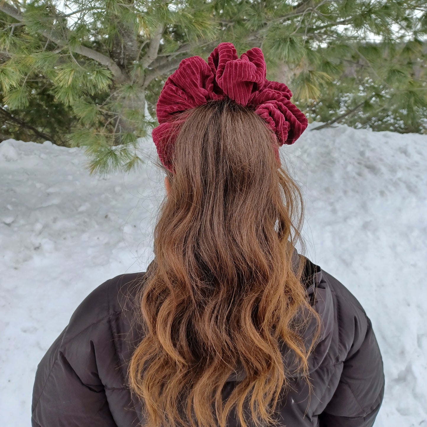 XXL-Chouchou-Corduroy bourgogne/XXL-Scrunchie-Burgundy corduroy