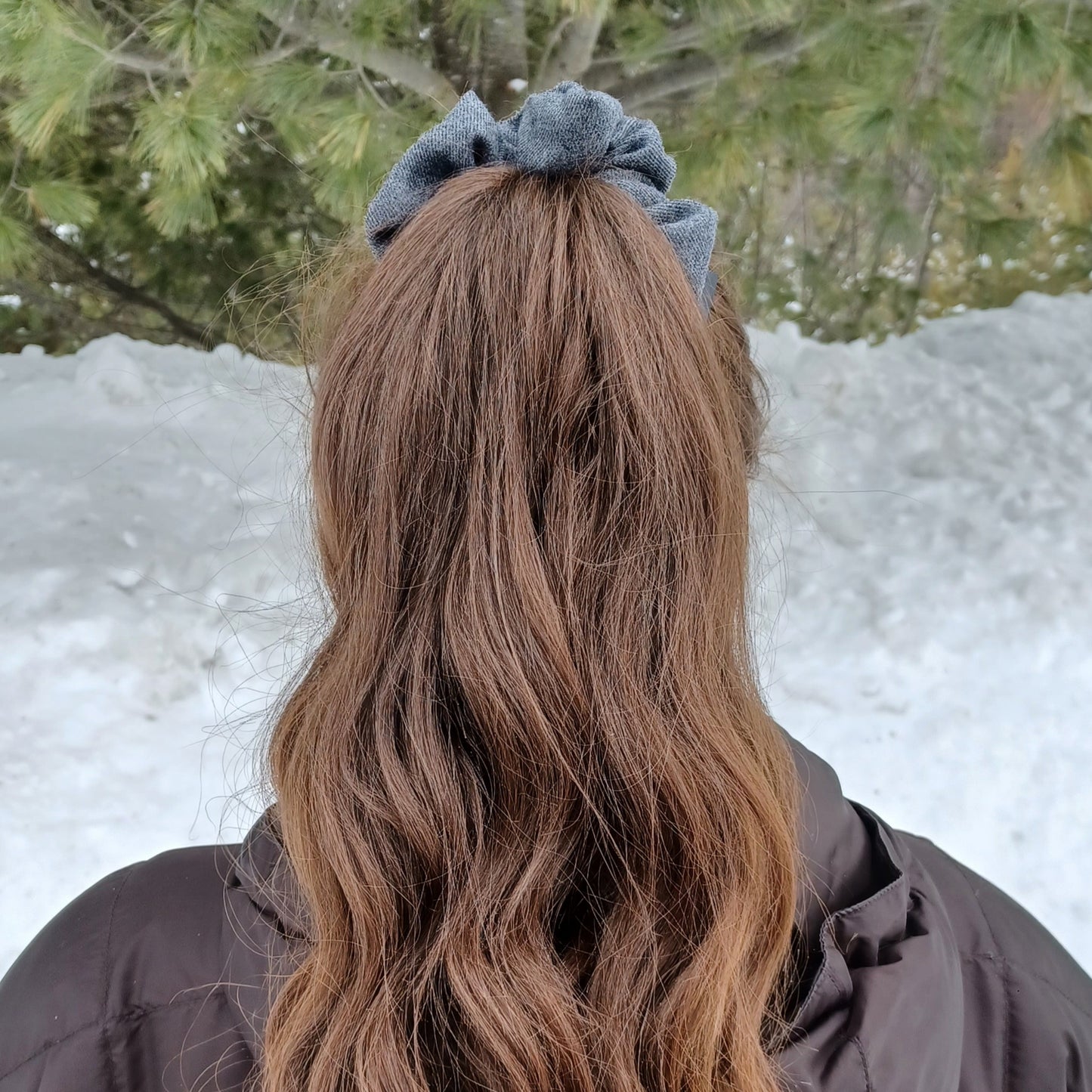 M-Chouchou-Gris foncé épais/M-Scrunchie-Thick dark gray