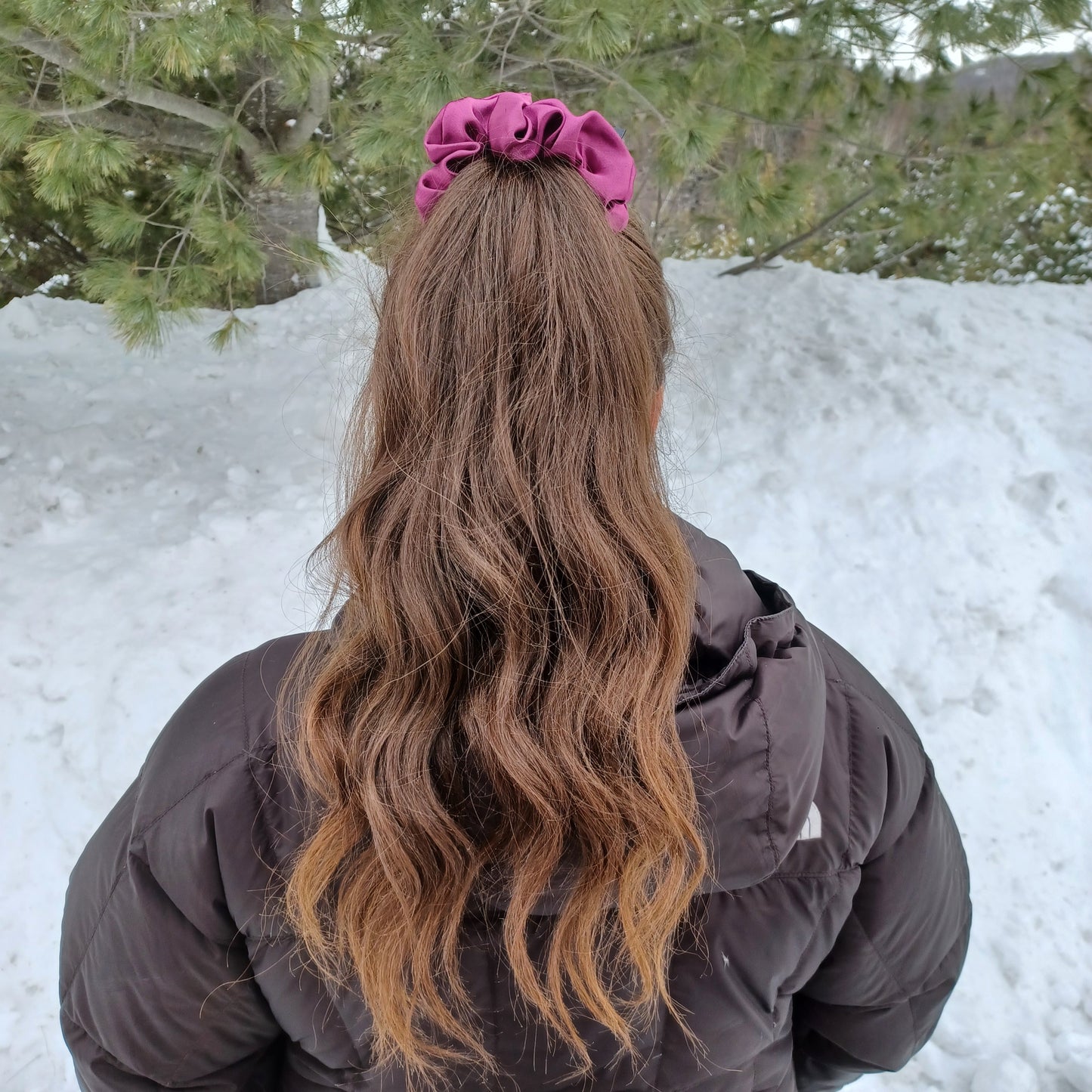 M-Chouchou-Mauve satiné/M-Scrunchie-Purple satin