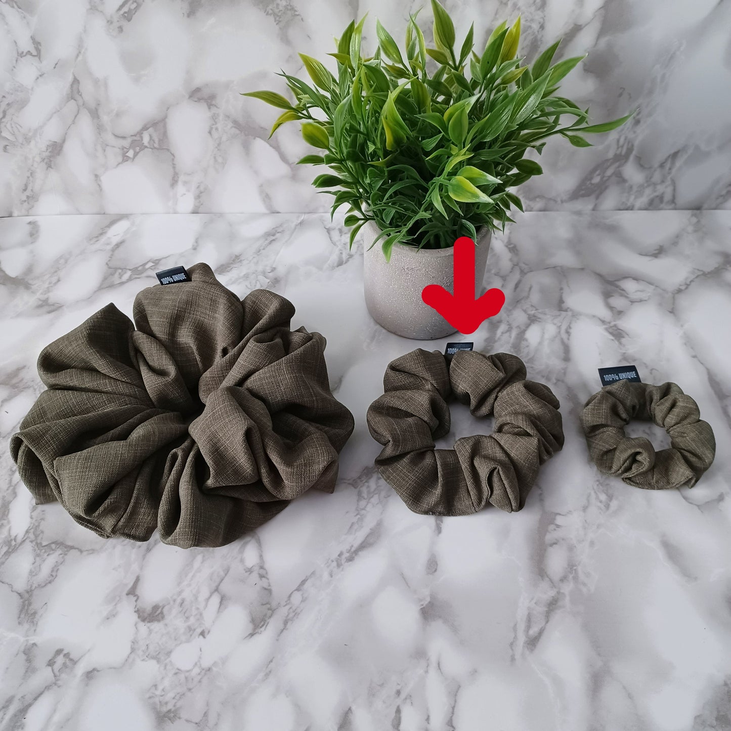 M-Vert kaki carreauté pâle/M-Scrunchie-Pale checkered khaki green