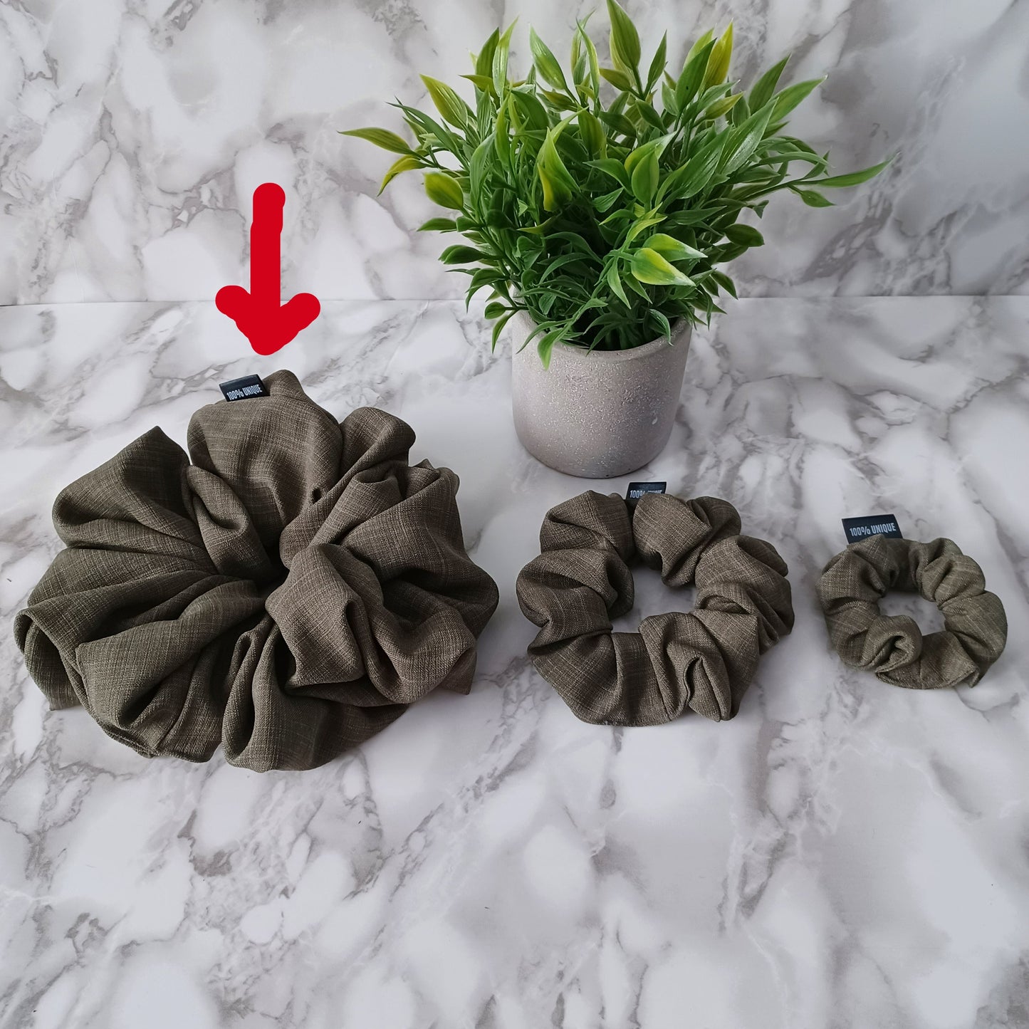 XXL-Vert kaki carreauté pâle/XXL-Scrunchie-Pale checkered khaki green