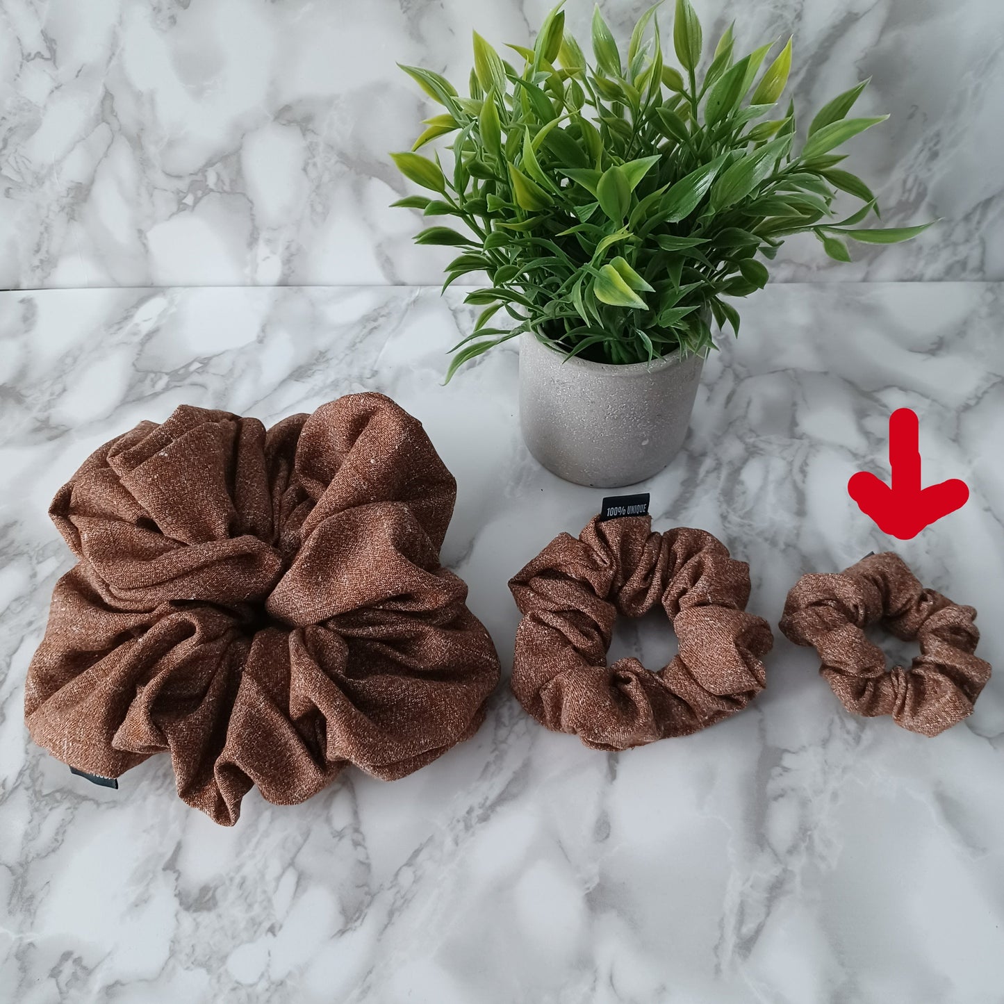 XXS-Chouchou-Marron orangé et blanc/XXS-Scrunchie-Orange-brown and white