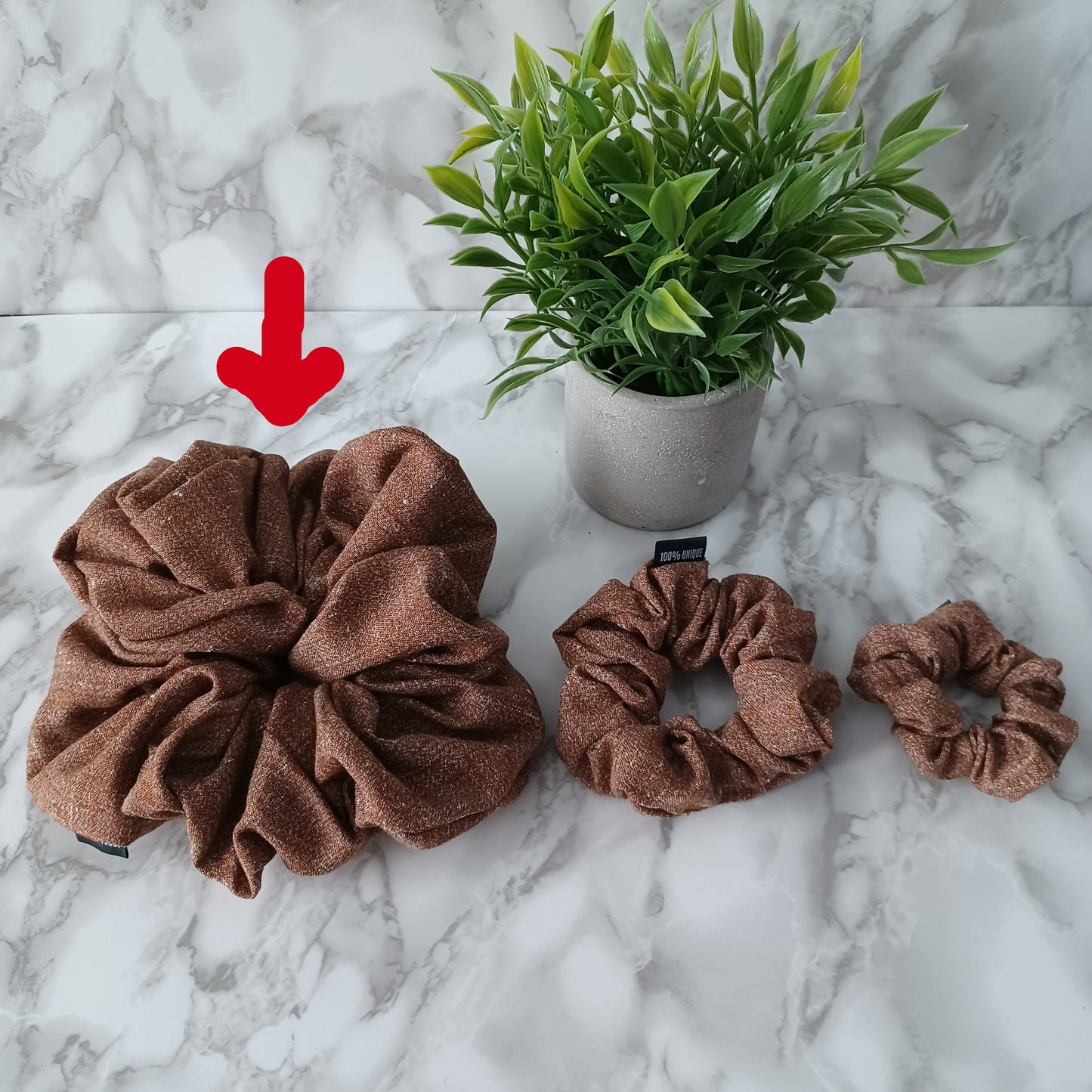XXL-Chouchou-Marron orangé et blanc/XXL-Scrunchie-Orange-brown and white