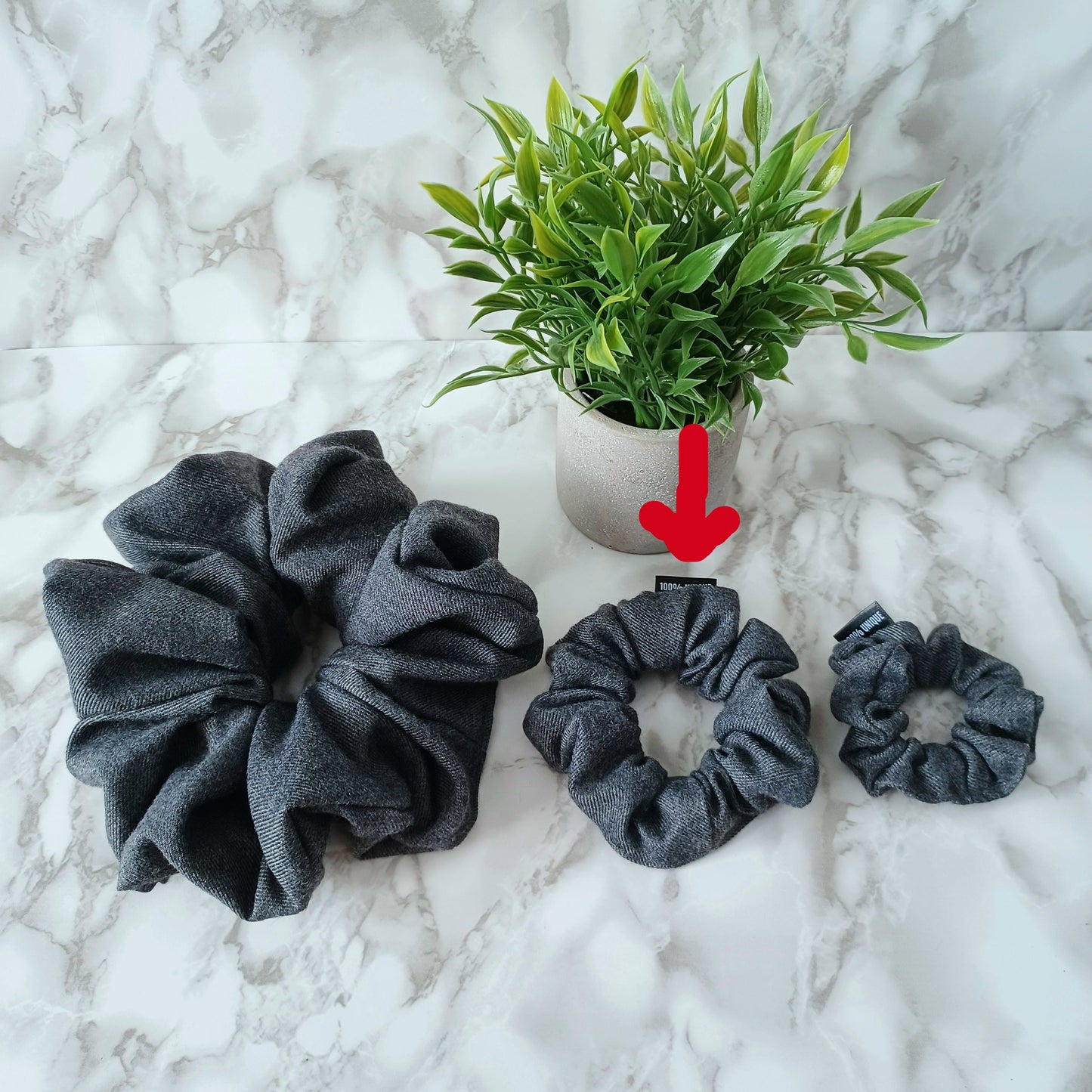 M-Chouchou-Gris foncé épais/M-Scrunchie-Thick dark gray
