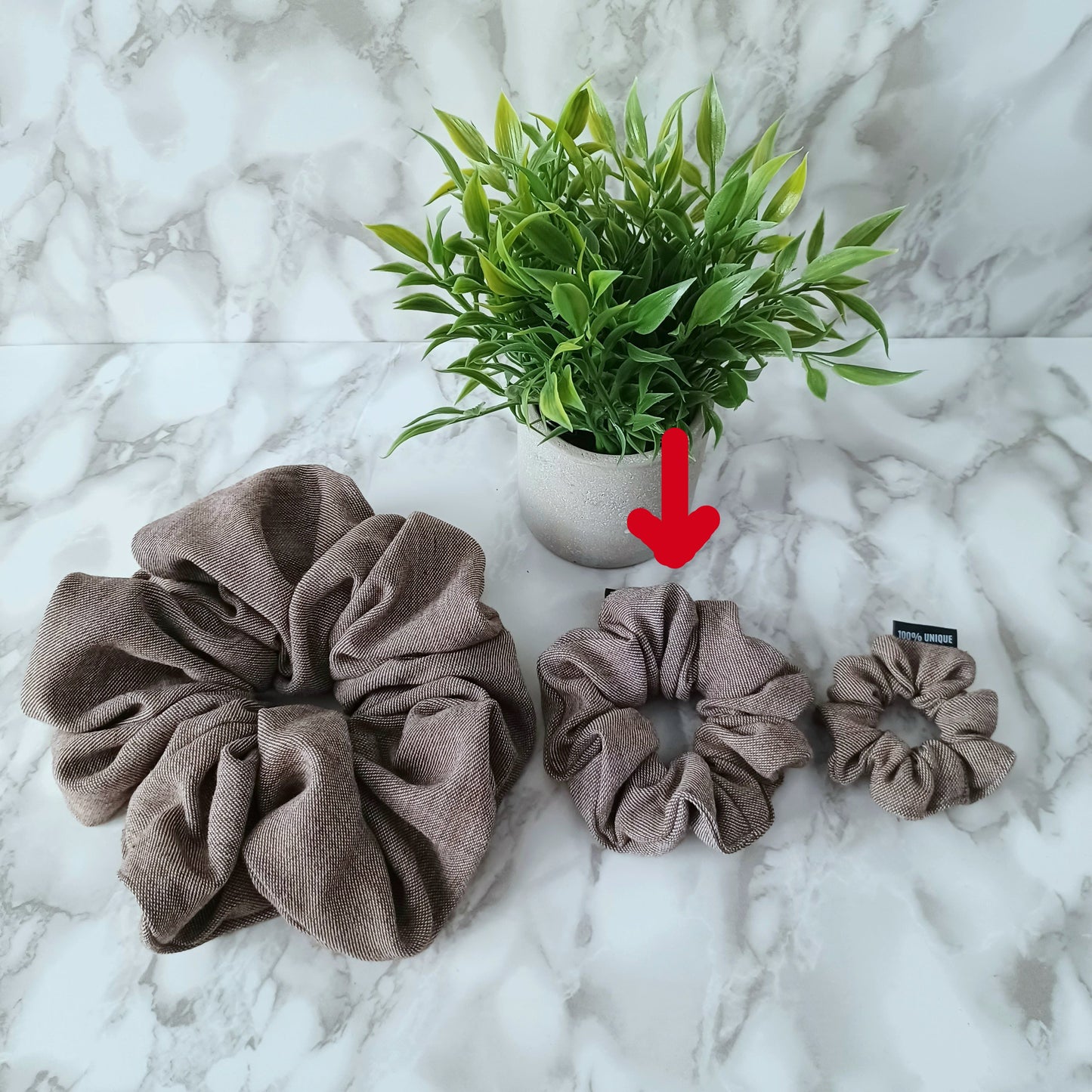 M-Chouchou-Brun-blanc tissé épais/M-Scrunchie-Heavy Woven Brown-White