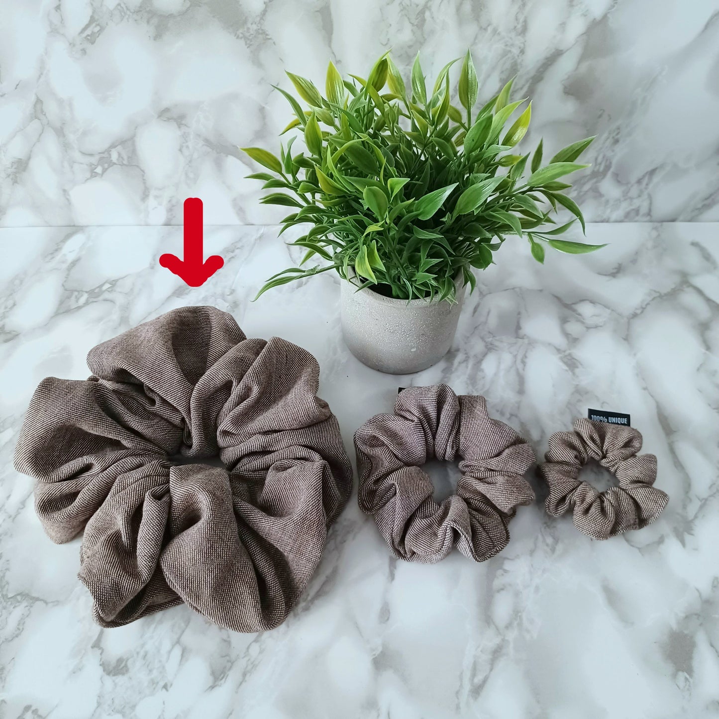 XXL-Chouchou-Brun-blanc tissé épais/XXL-Scrunchie-Heavy Woven Brown-White
