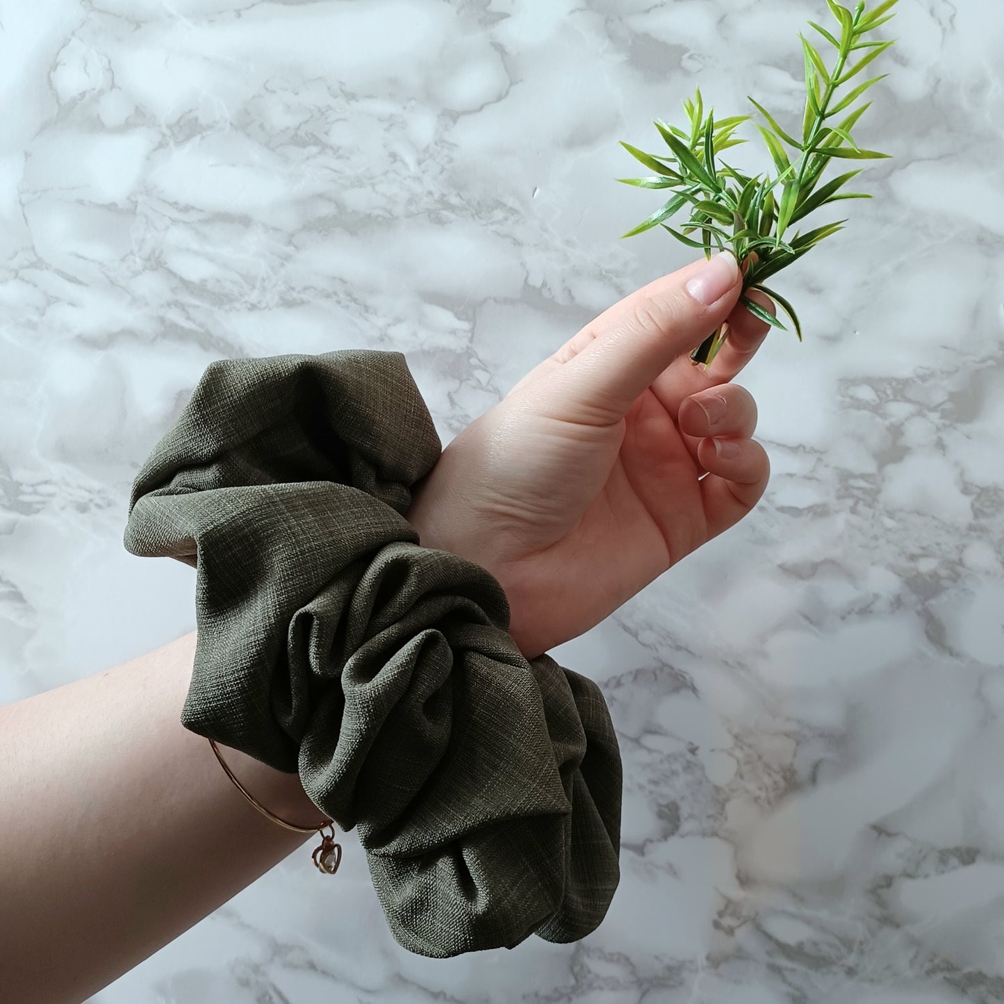 XXL-Vert kaki carreauté pâle/XXL-Scrunchie-Pale checkered khaki green