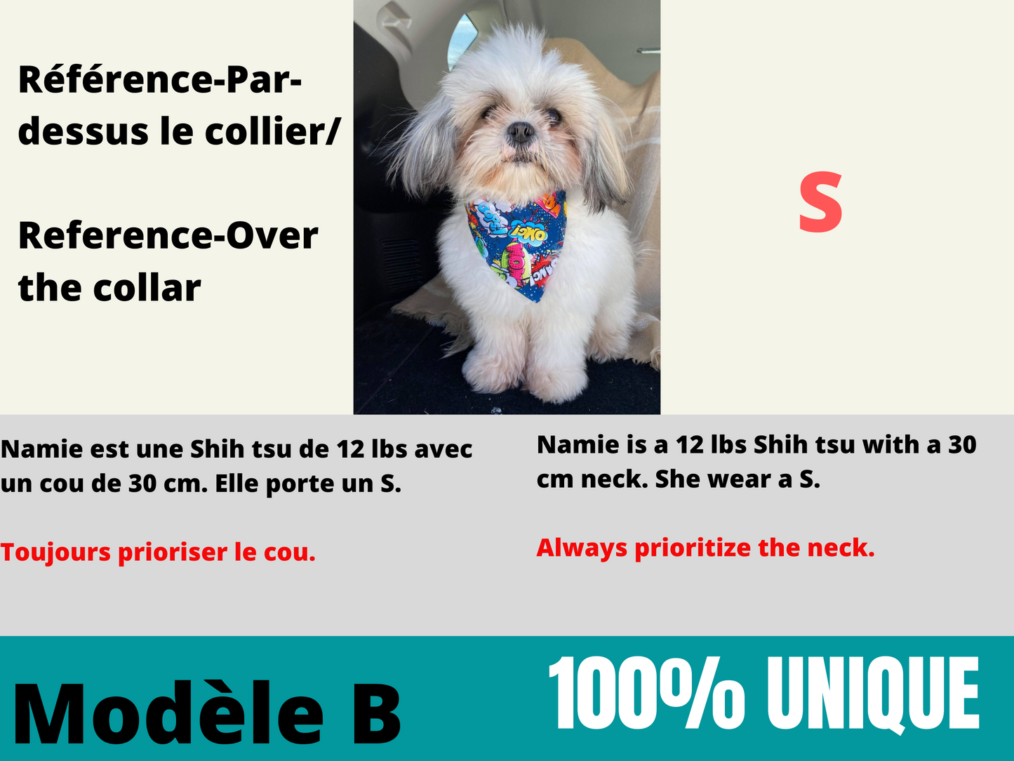 Modèle B-Chat et chien-Foulard par-dessus le collier-Rouge et noir Betty Boop/Bandana over the collar-Red and black Betty Boop