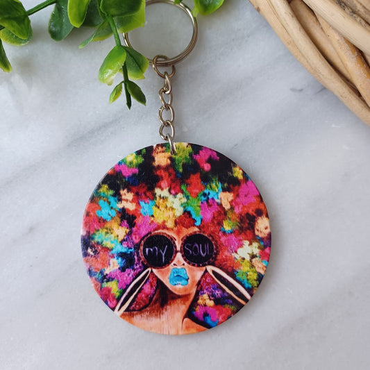 Porte-clés Afro arc-en-ciel/Afro Rainbow keychain