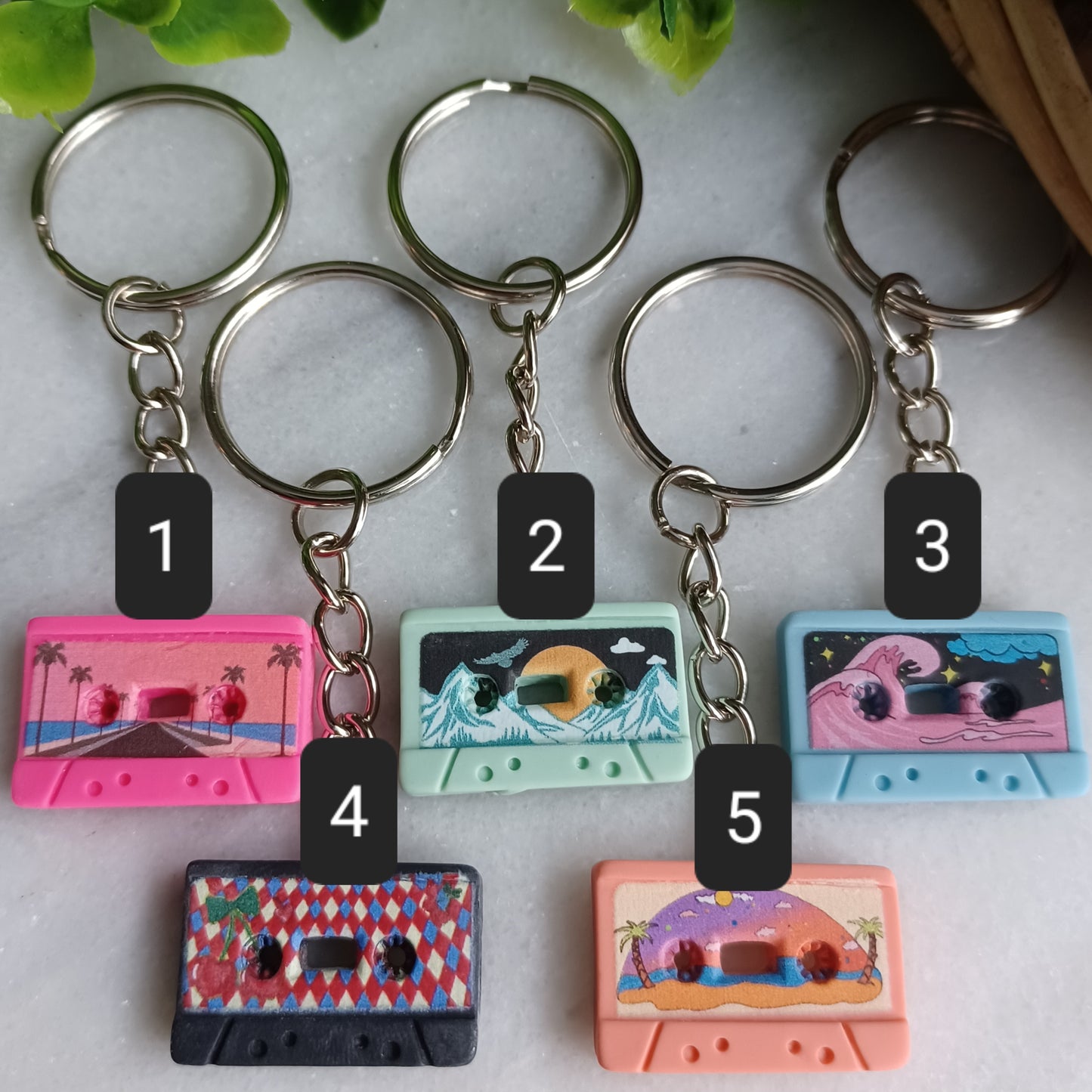 Porte-clés casettes vintage 3D