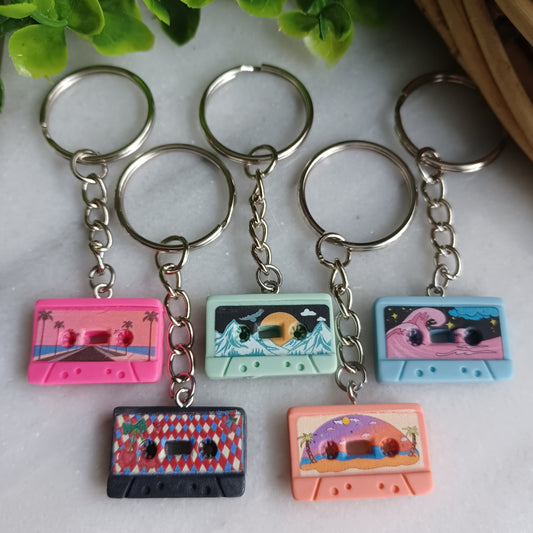 Porte-clés casettes vintage 3D
