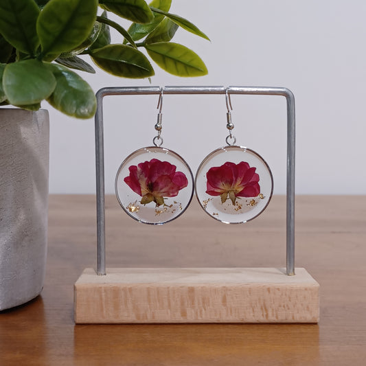 Boucles d’oreilles en résine fleurs séchées #22