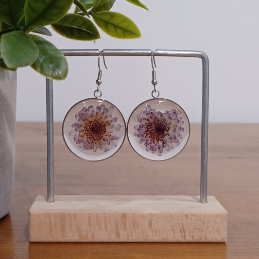 Boucles d’oreilles en résine fleurs séchées #24