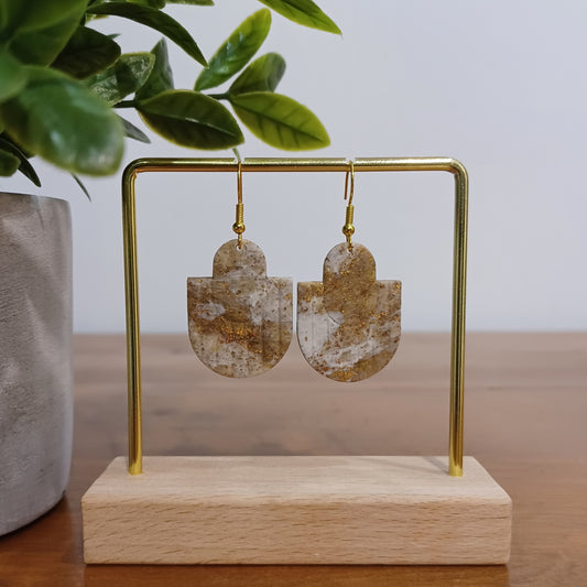 Boucles d’oreilles en argile polymère avec feuilles d'or #1