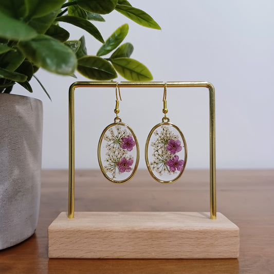 Boucles d’oreilles en résine fleurs séchées #19