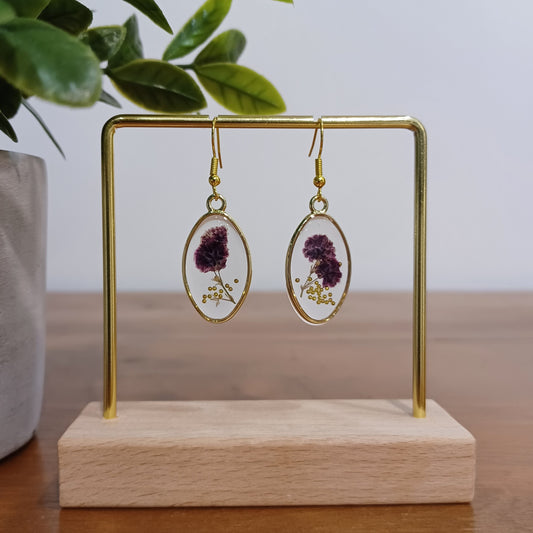 Boucles d’oreilles en résine fleurs séchées #14