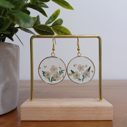 Boucles d’oreilles en résine fleurs séchées #13