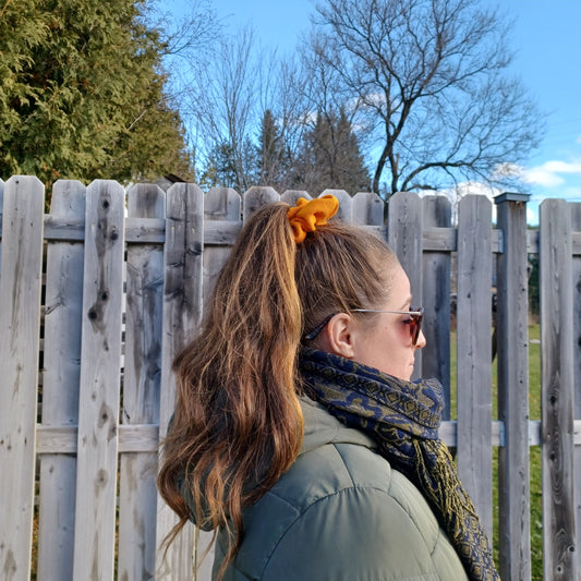 M-Chouchou-orange tissé/Scrunchie-woven orange