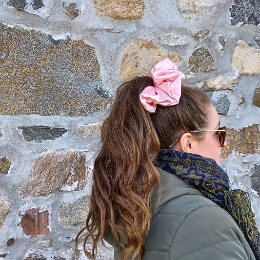 XXL-Chouchou-Rose satiné/Scrunchie- Satin pink