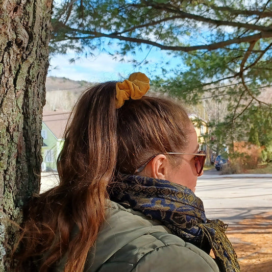 M-Chouchou-Jaune moutarde Dijon/Scrunchie-Dijon mustard yellow