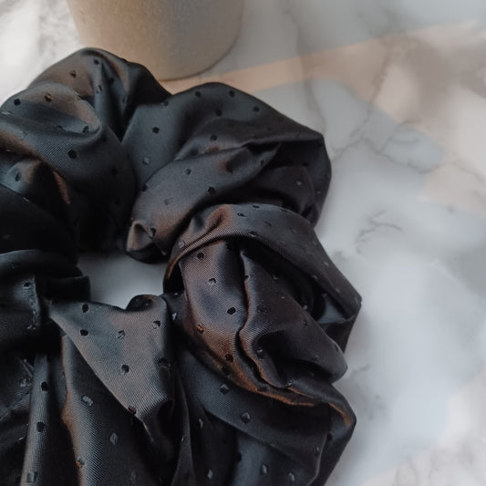 XXS-Chouchou-Noir picoté satiné/XXS-Scrunchie-Satin picot black