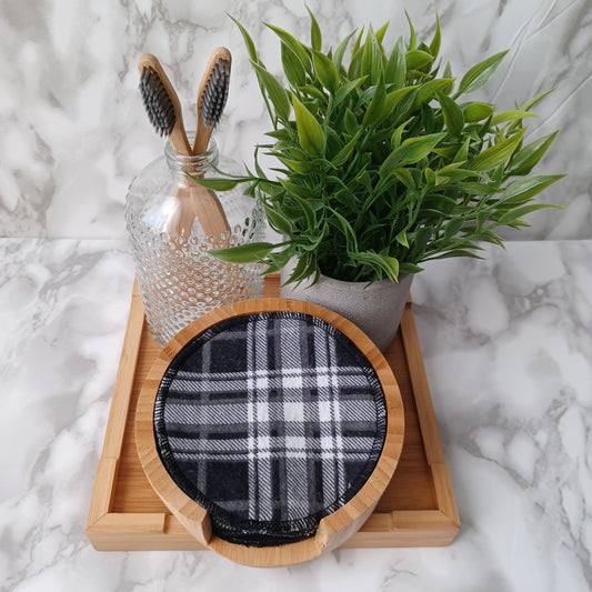 M-Lingettes démaquillantes-Carreauté noir, gris et blanc/M-Makeup remover wipes-Black, gray and white checkered