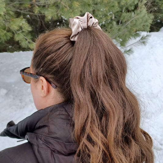 M-Chouchou-Champagne satiné/M-Scrunchie-Champagne satin
