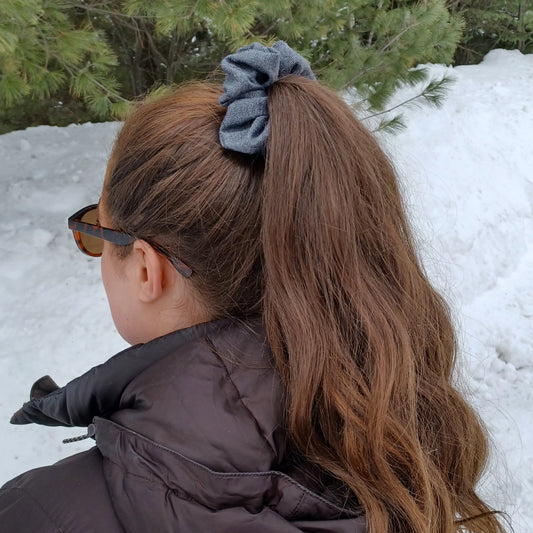 M-Chouchou-Gris foncé épais/M-Scrunchie-Thick dark gray
