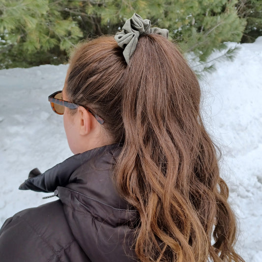 M-Vert kaki carreauté pâle/M-Scrunchie-Pale checkered khaki green