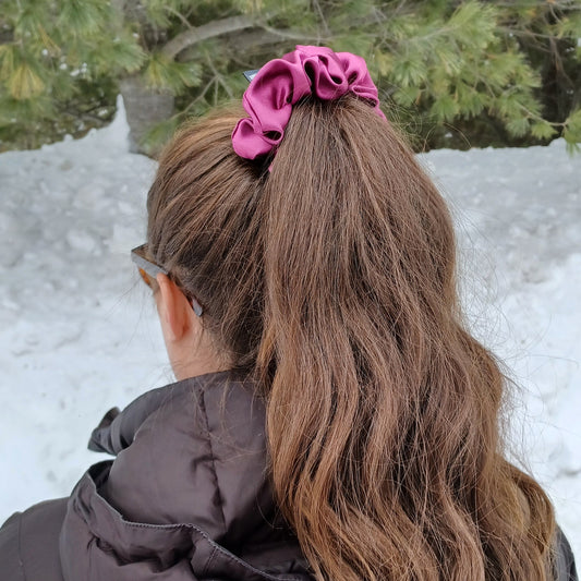 M-Chouchou-Mauve satiné/M-Scrunchie-Purple satin