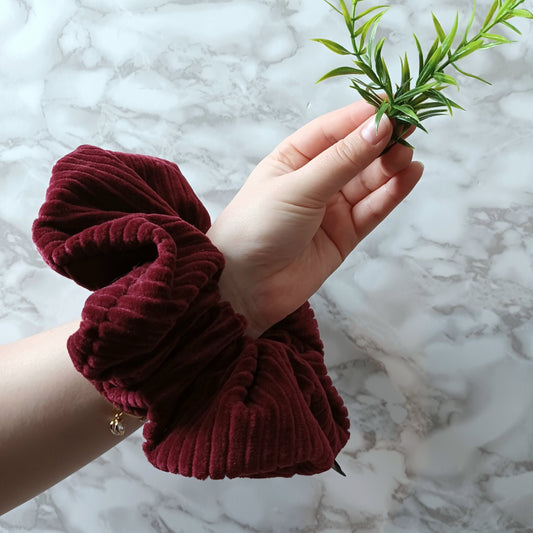 XXL-Chouchou-Corduroy bourgogne/XXL-Scrunchie-Burgundy corduroy